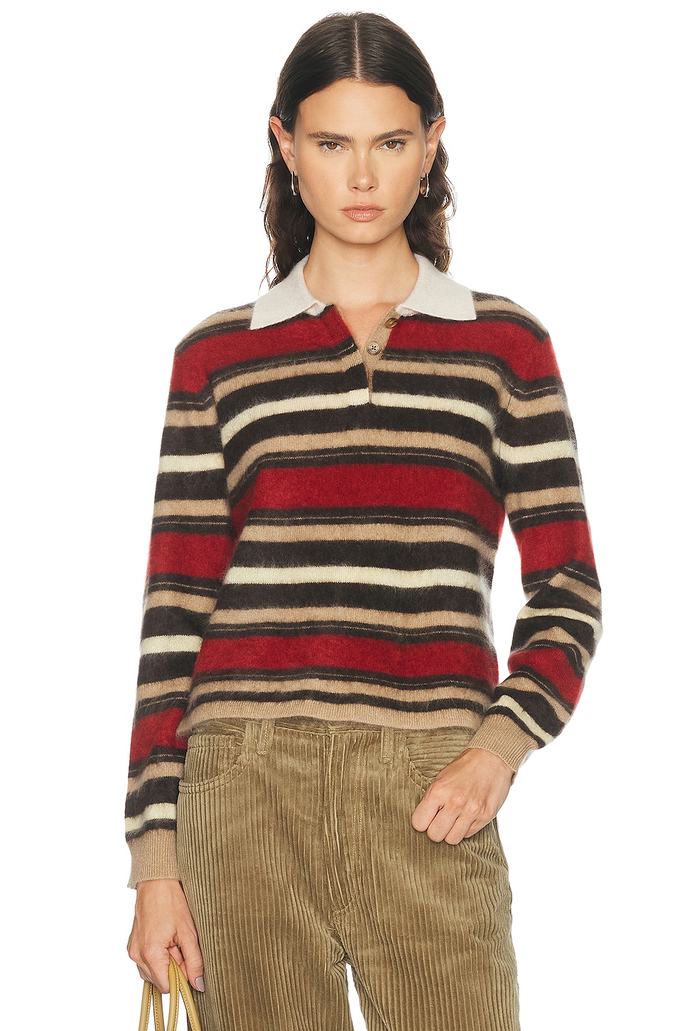 Guest In Residence Collegiate Stripe Polo Sweater