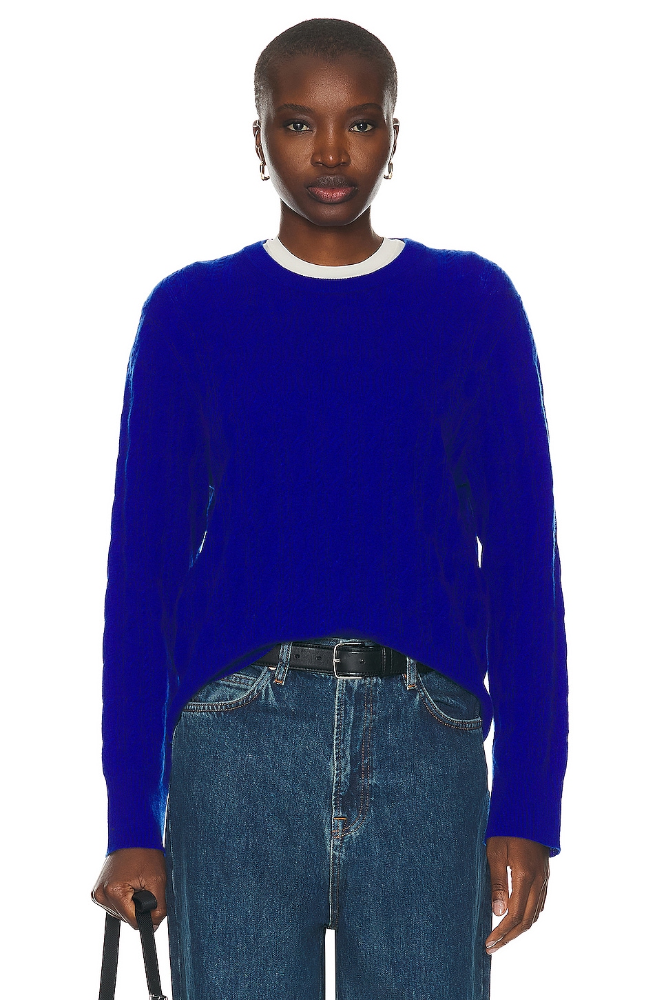 Image 1 of Guest In Residence Twin Cable Crew Sweater in Cobalt