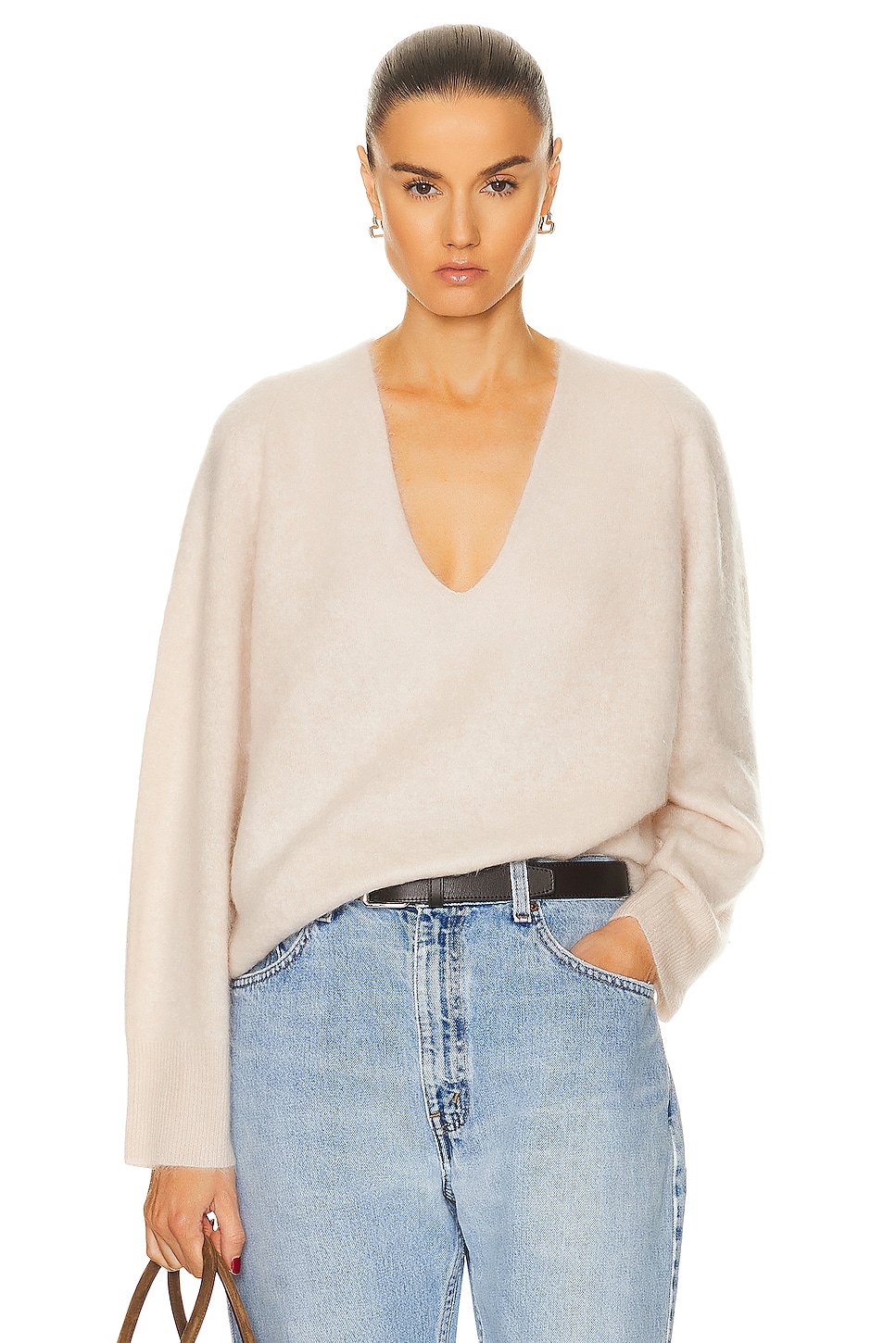 Image 1 of Guest In Residence Grizzly V Neck Sweater in Oatmeal