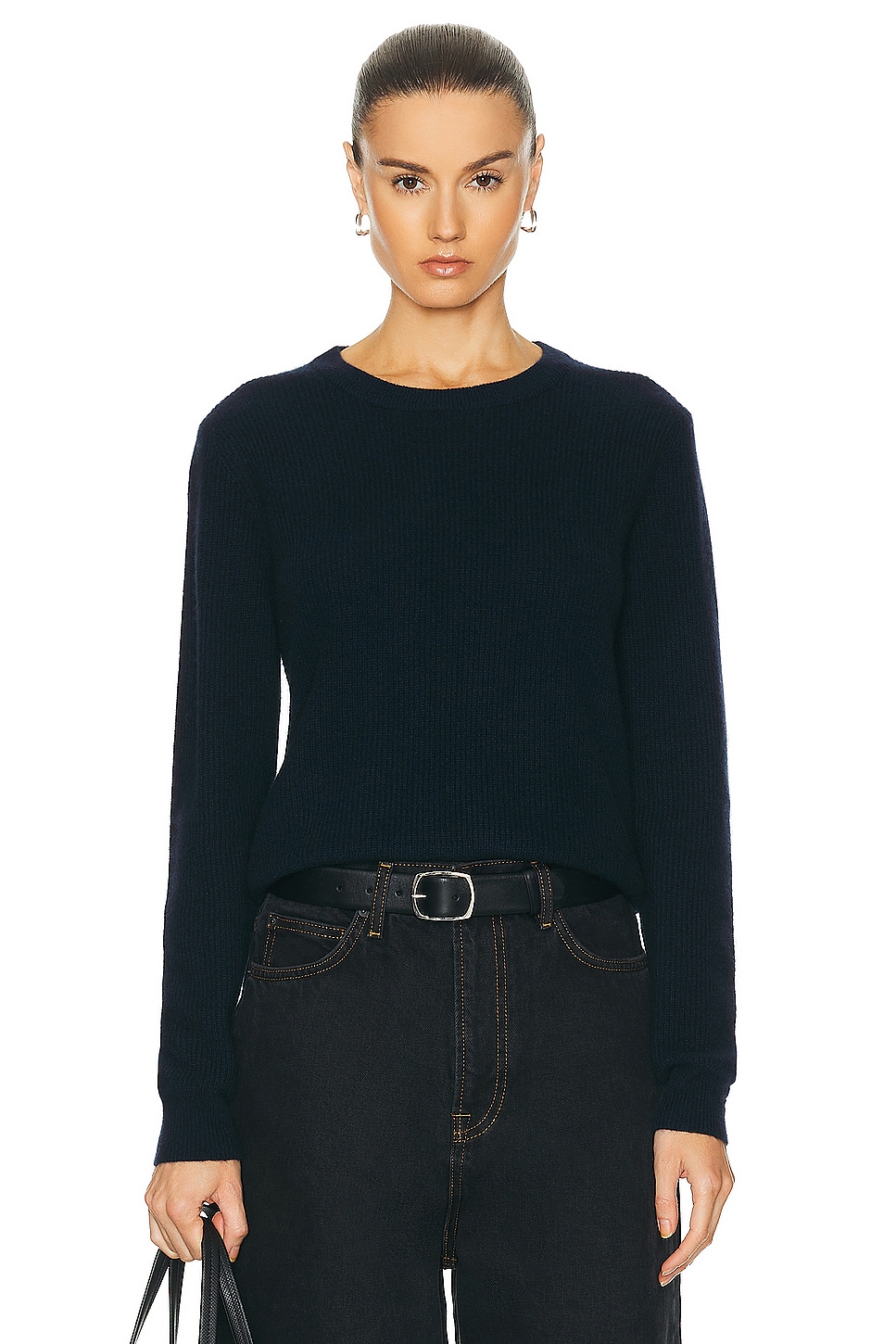 Image 1 of Guest In Residence Light Rib Crew Sweater in Midnight