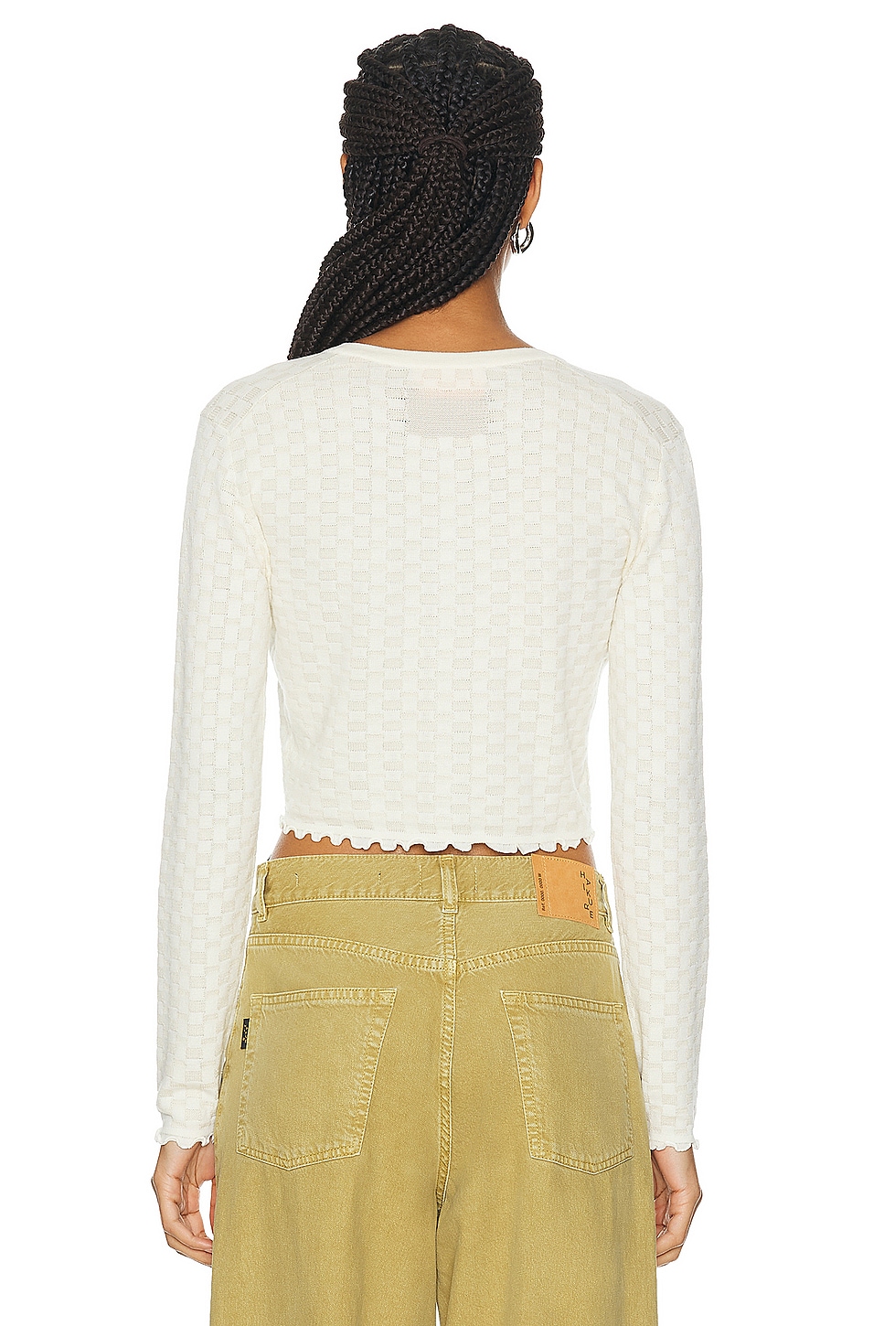 Guest In Residence Checker Shrunken Cardigan in Cream | FWRD