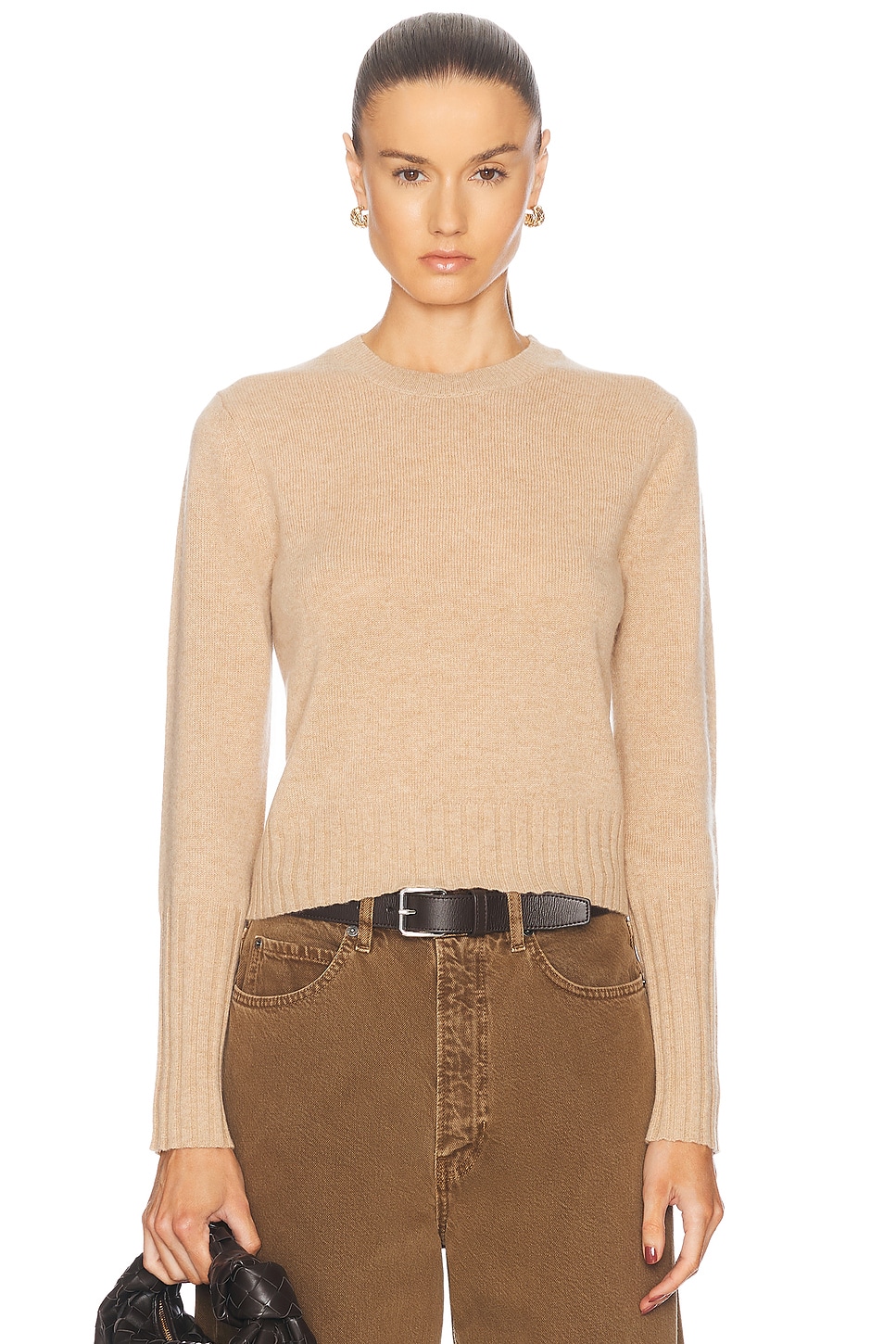 Shop Guest In Residence Shrunken Crew Cashmere Sweater In Dune