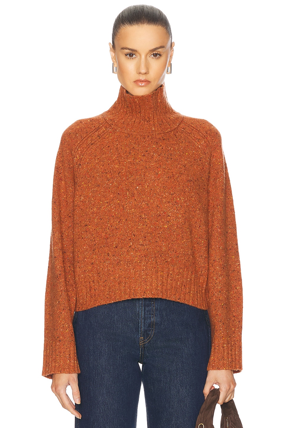 Shop Guest In Residence Cropped Turtleneck Cashmere Sweater In Chai