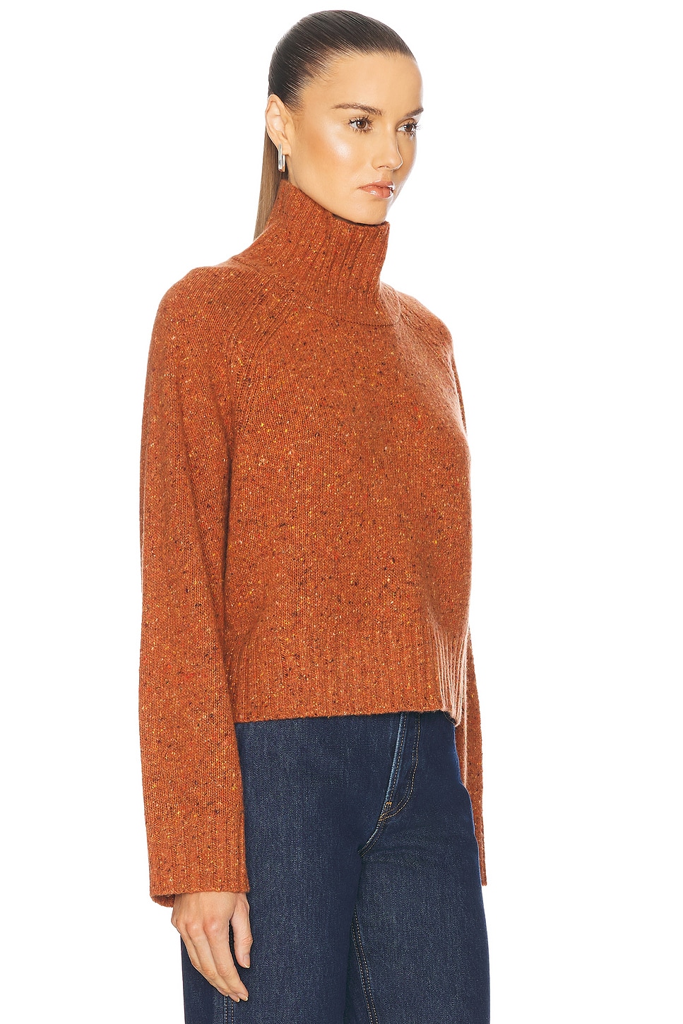 Shop Guest In Residence Cropped Turtleneck Cashmere Sweater In Chai