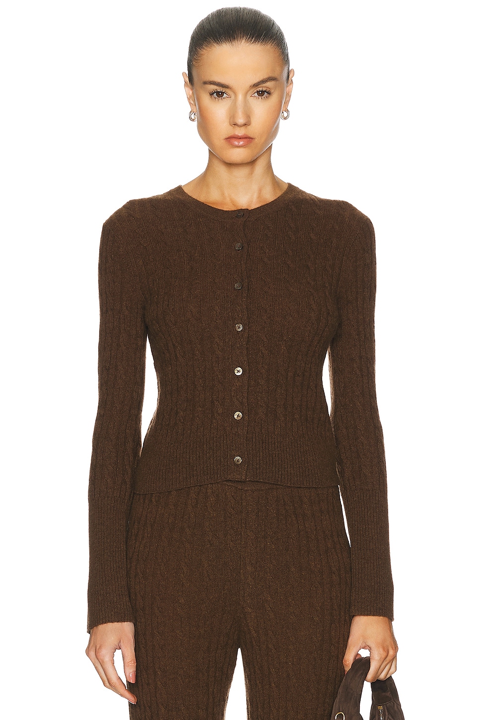 Jane Cable Cashmere Cardigan in Brown