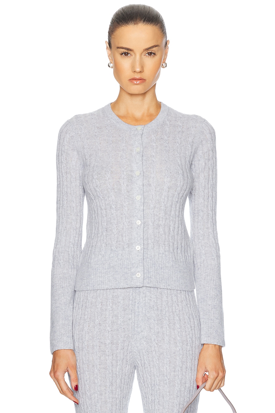 Jane Cable Cashmere Cardigan in Grey