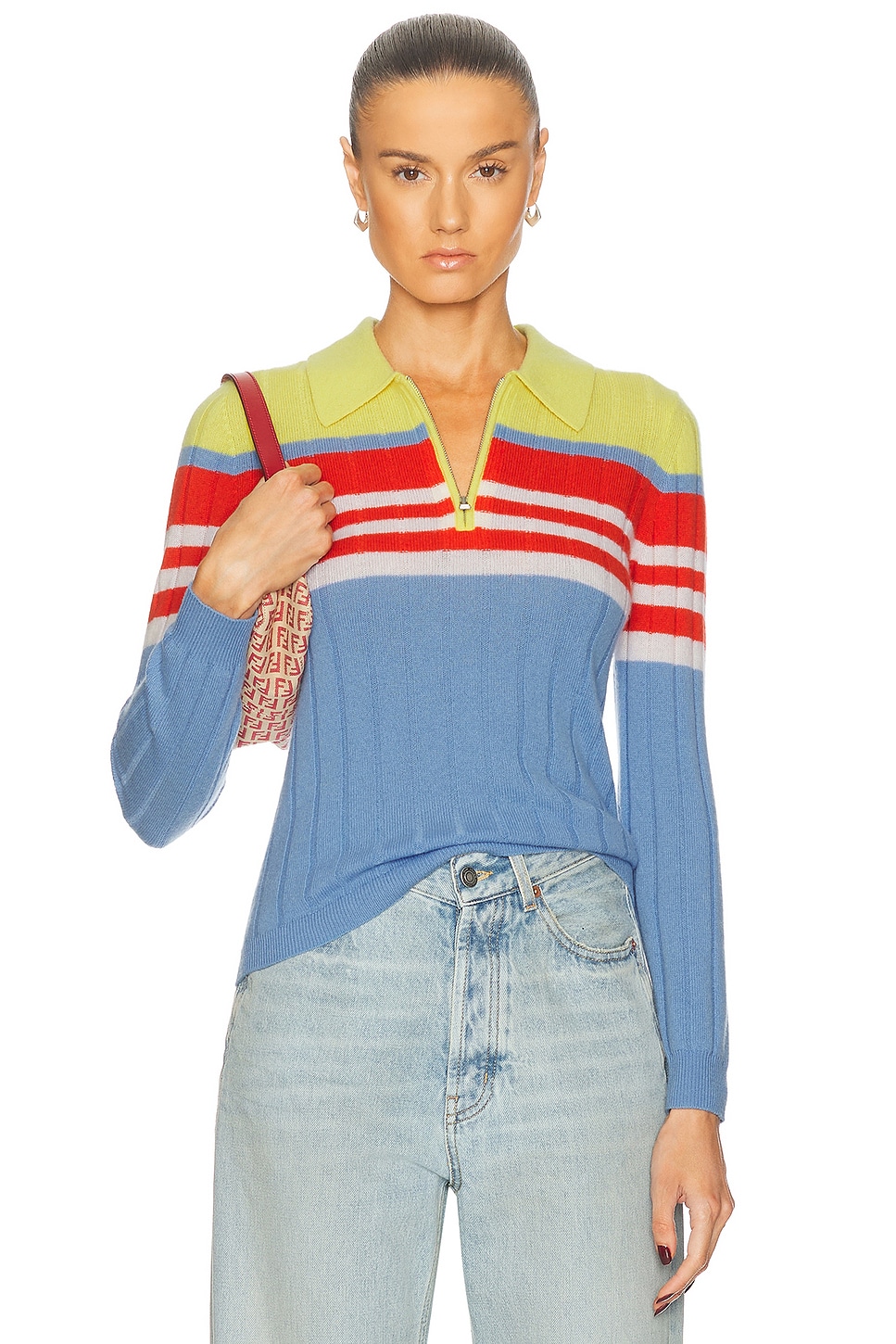 Track Polo Cashmere Sweater in Blue