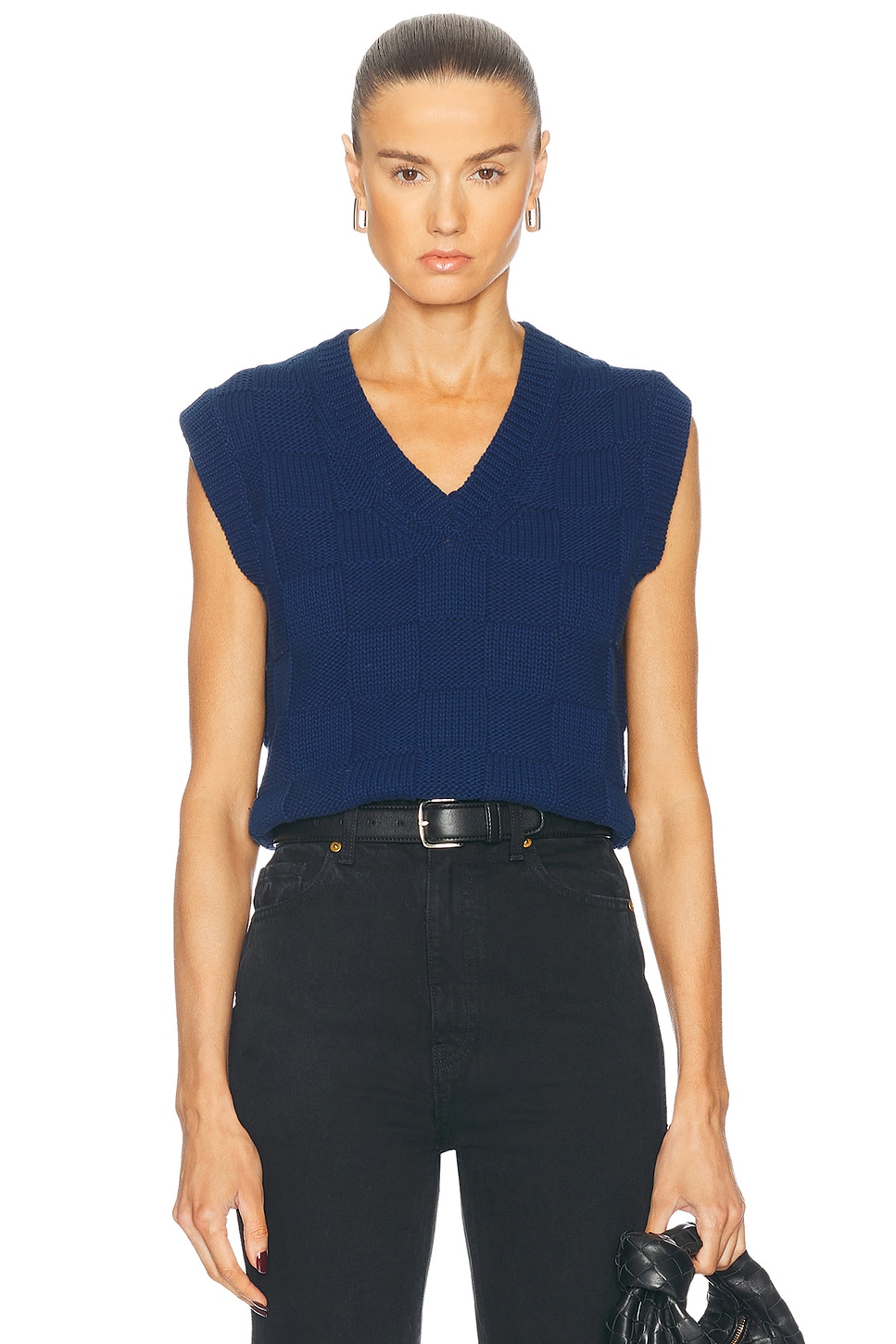 Checker Vest in Navy