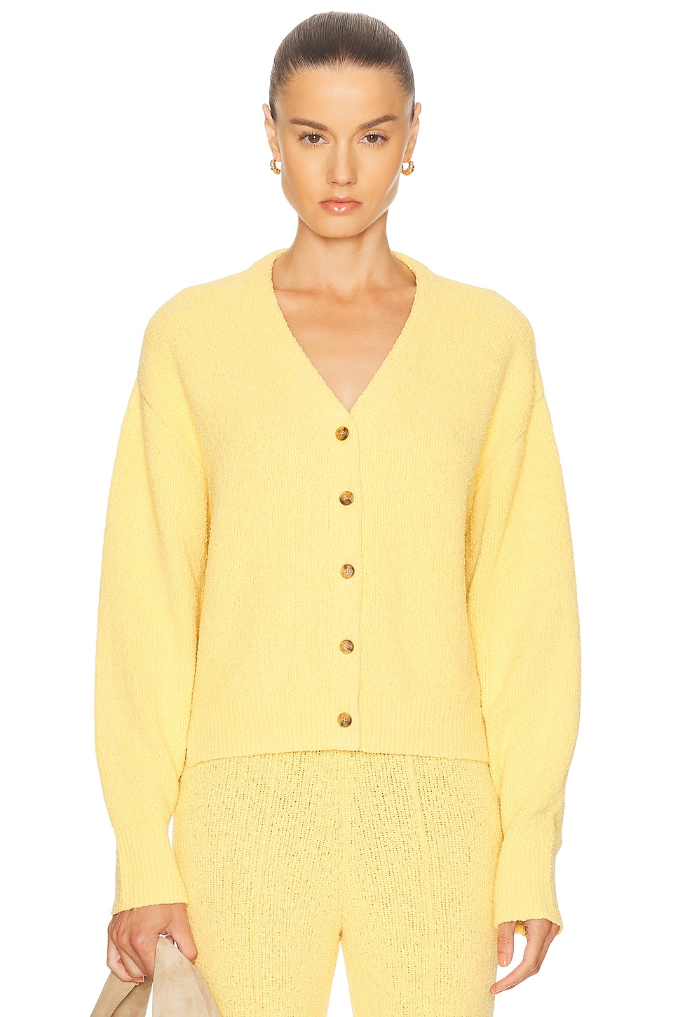 Guest In Residence Boucle Collegiate Cardigan In Yellow