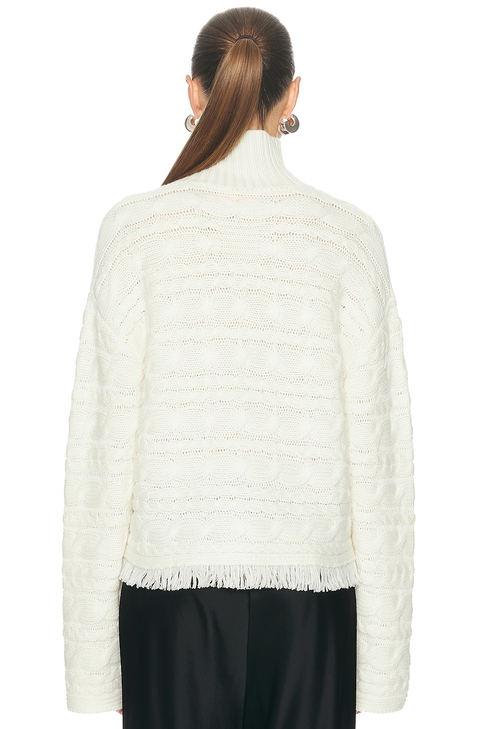 Image 3 of Guest In Residence Cropped Cable Turtleneck Sweater in Cream