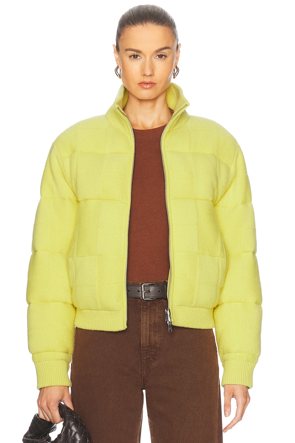 Quilted Cashmere Blend Puffer Jacket in Green