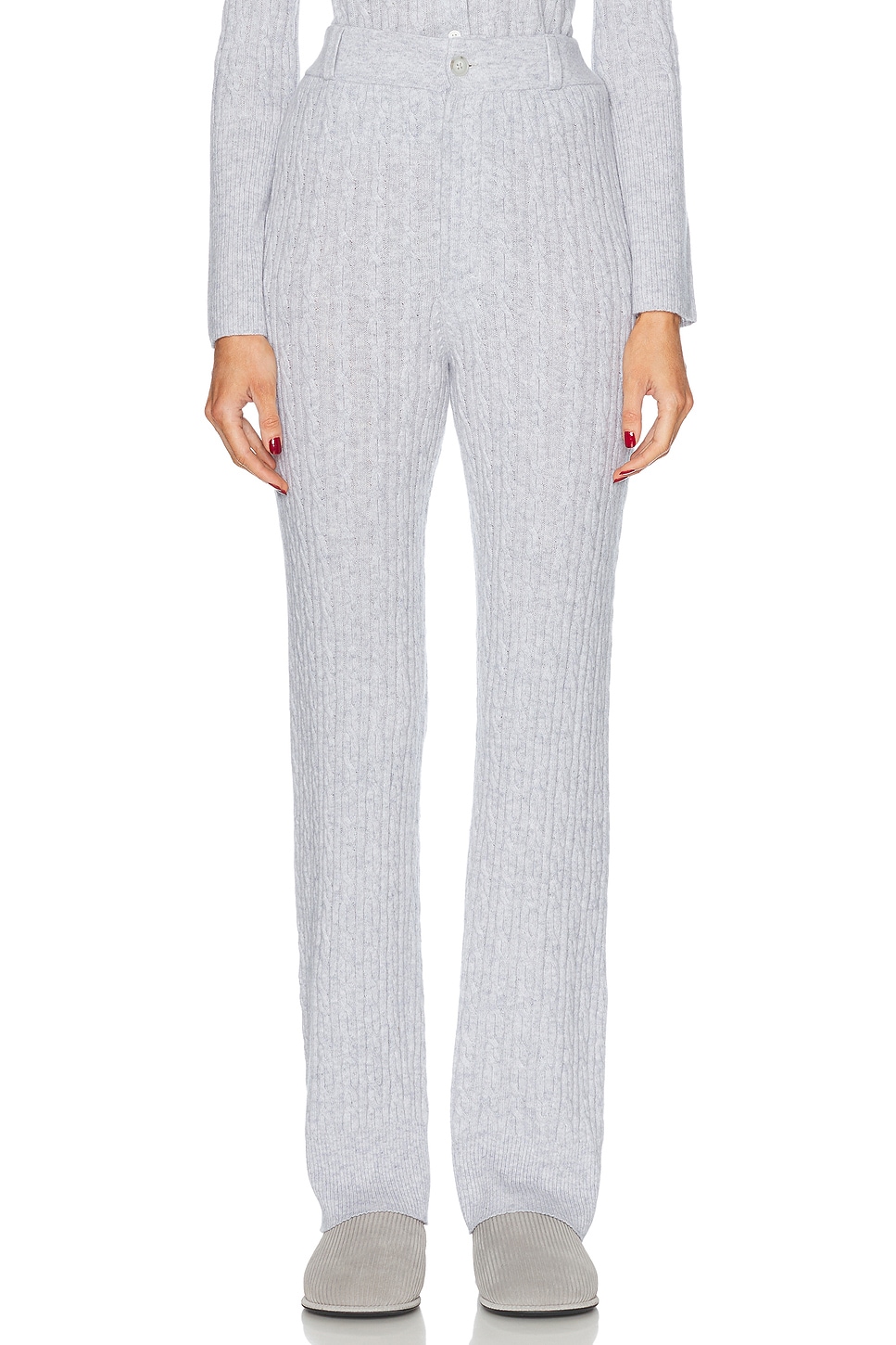 Image 1 of Guest In Residence Cable Cashmere Trouser in Stone