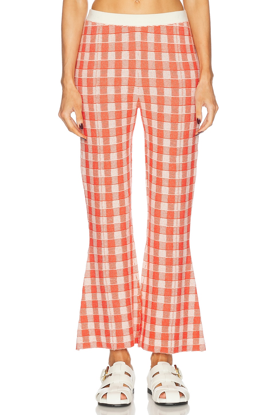 Gingham Flare Pant in Red