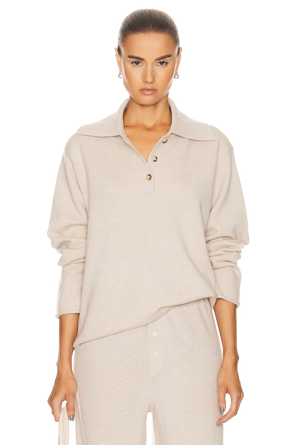 Image 1 of Guest In Residence Everyday Polo Top in Oatmeal
