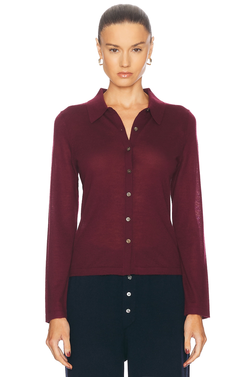 Shop Guest In Residence Long Sleeve Cashmere Shirt In Plum