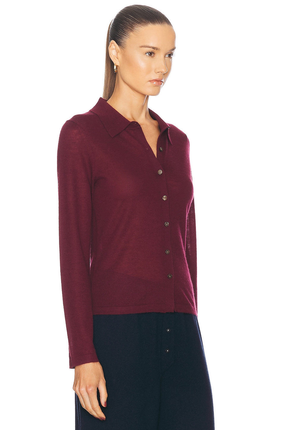 Shop Guest In Residence Long Sleeve Cashmere Shirt In Plum