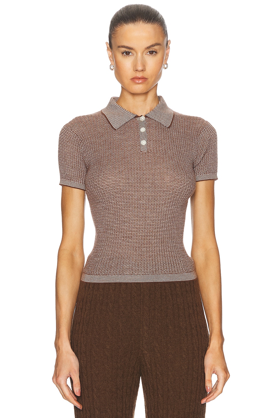 Cashmere Shrunken Polo in Brown