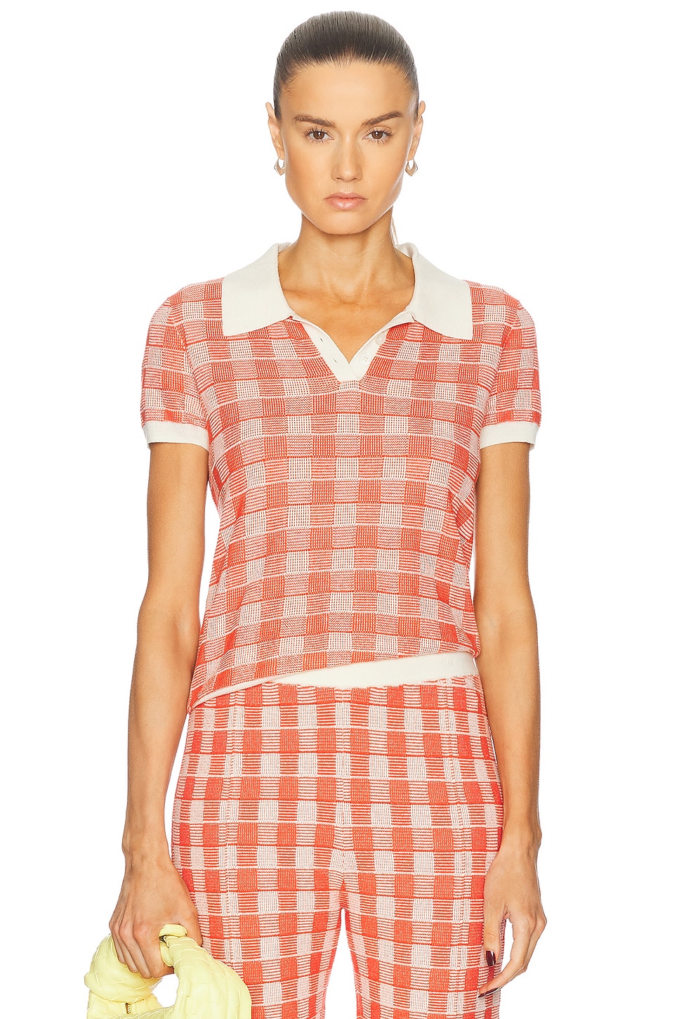 Gingham Shrunken Polo in Red