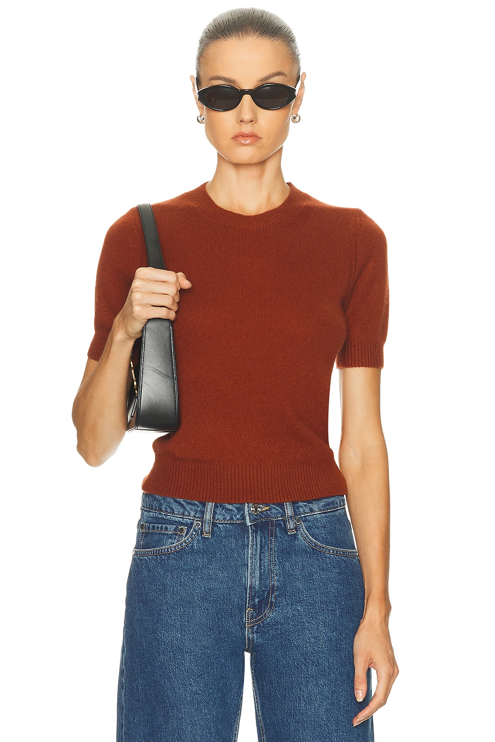 Guest In Residence Knitted Cashmere T-shirt In Brown