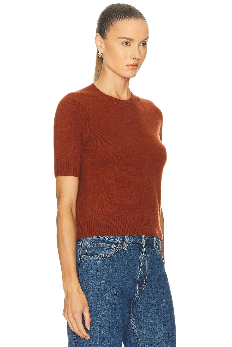 Guest In Residence Knitted Cashmere T-shirt In Brown