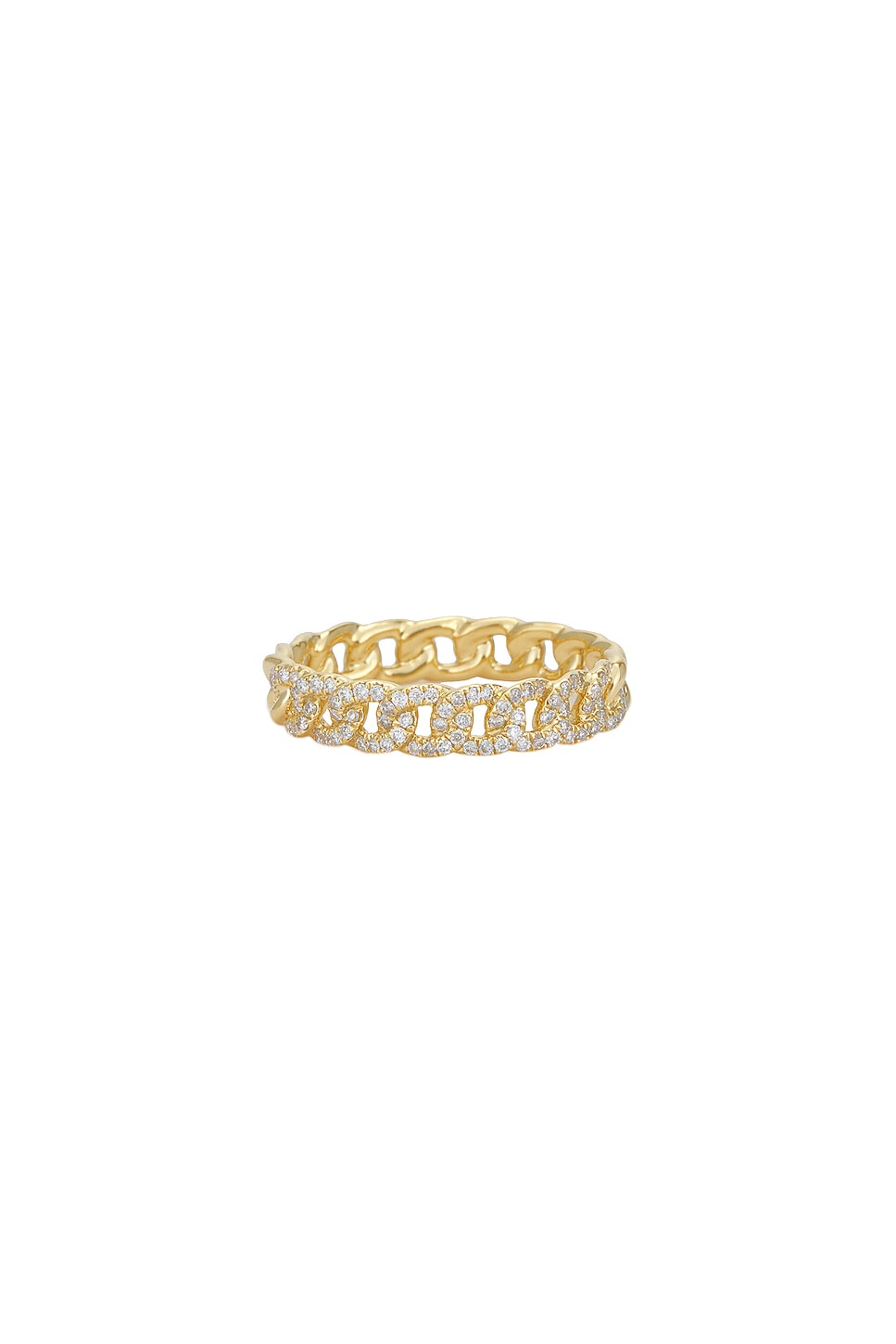 Micro Cuban Half Diamond Ring in Metallic Gold