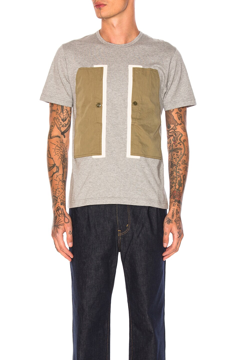 Image 1 of GANRYU Cotton Jersey T-Shirt in Mottled Gray