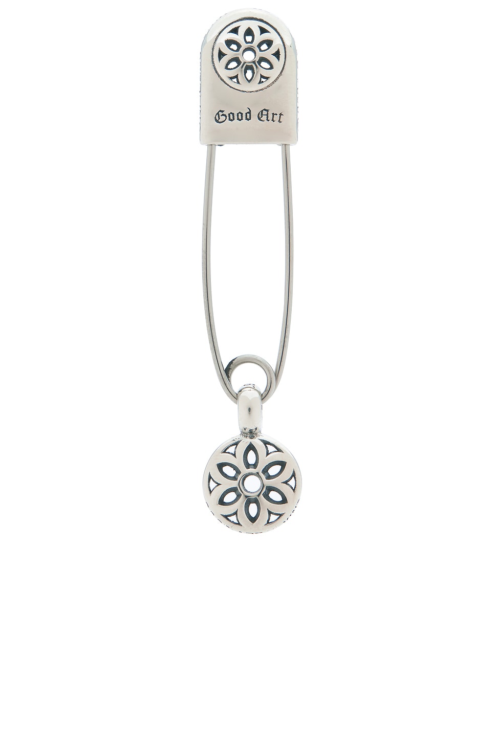Image 1 of GOOD ART HLYWD Safety Pin with Rosette Charm in Sterling Silver