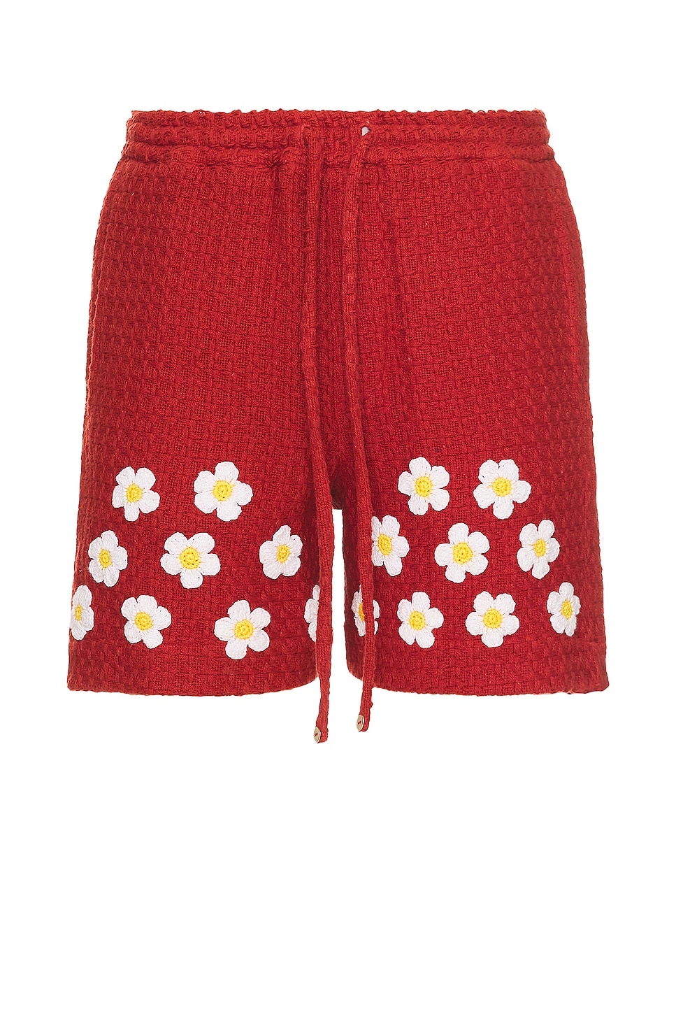 Image 1 of HARAGO Crochet Applique Shorts in Red
