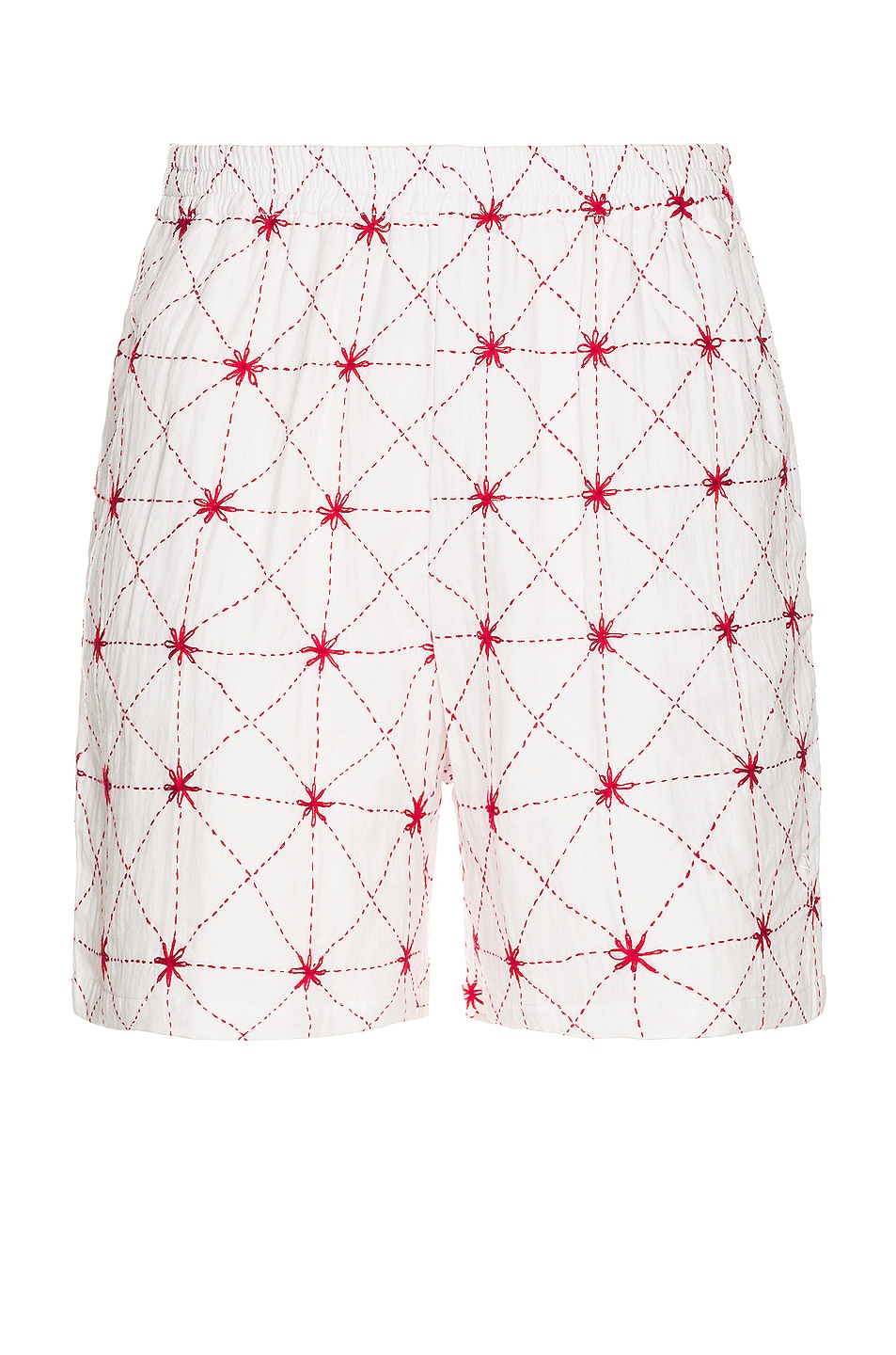 Image 1 of HARAGO Kantha Embroidered Shorts in Off White