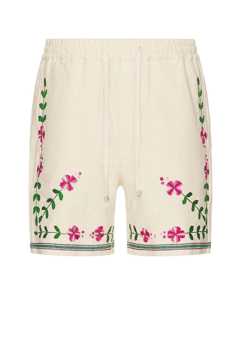 Image 1 of HARAGO Embroidered Shorts in Off White
