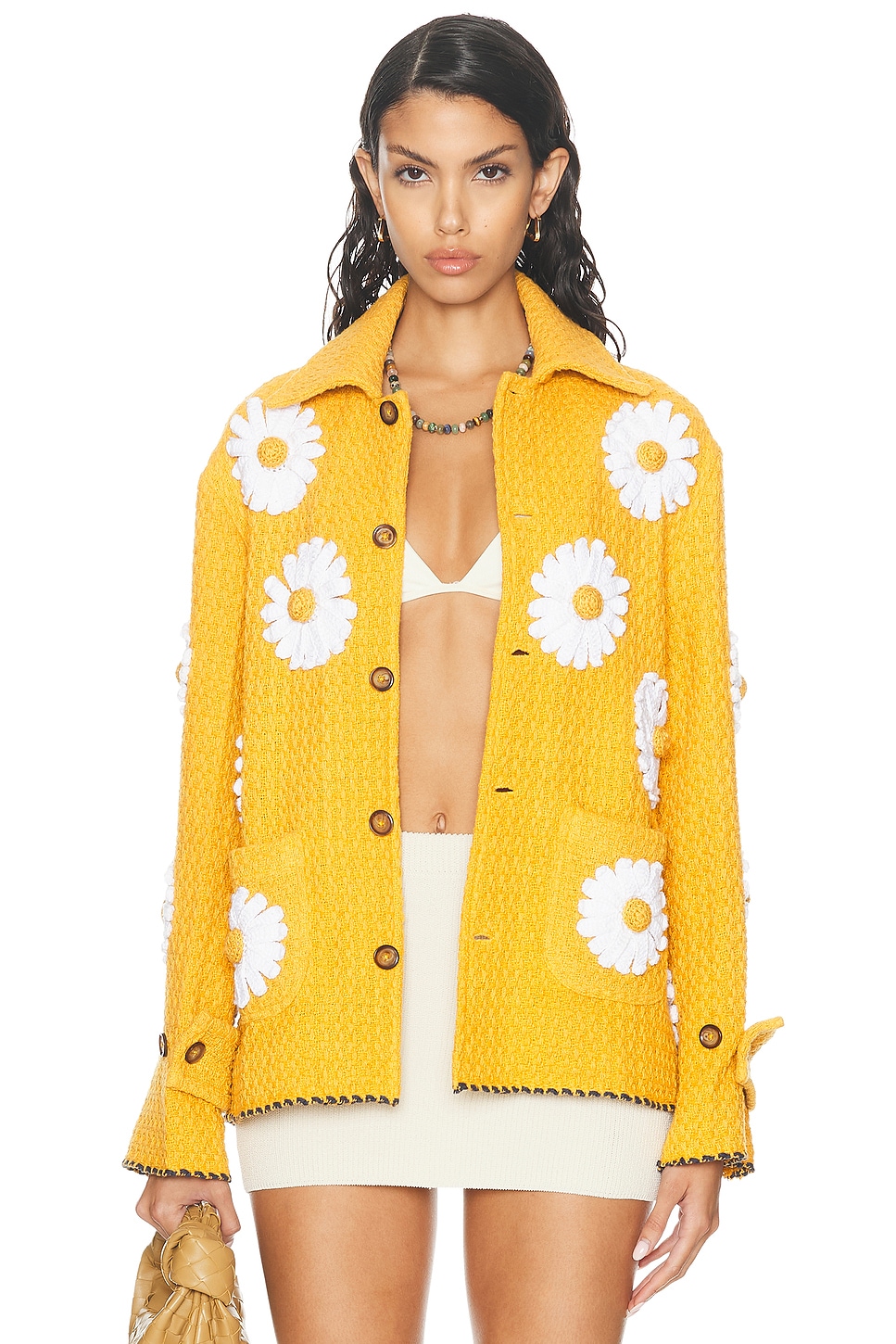 Image 1 of HARAGO Daisy Applique Blouson in Yellow