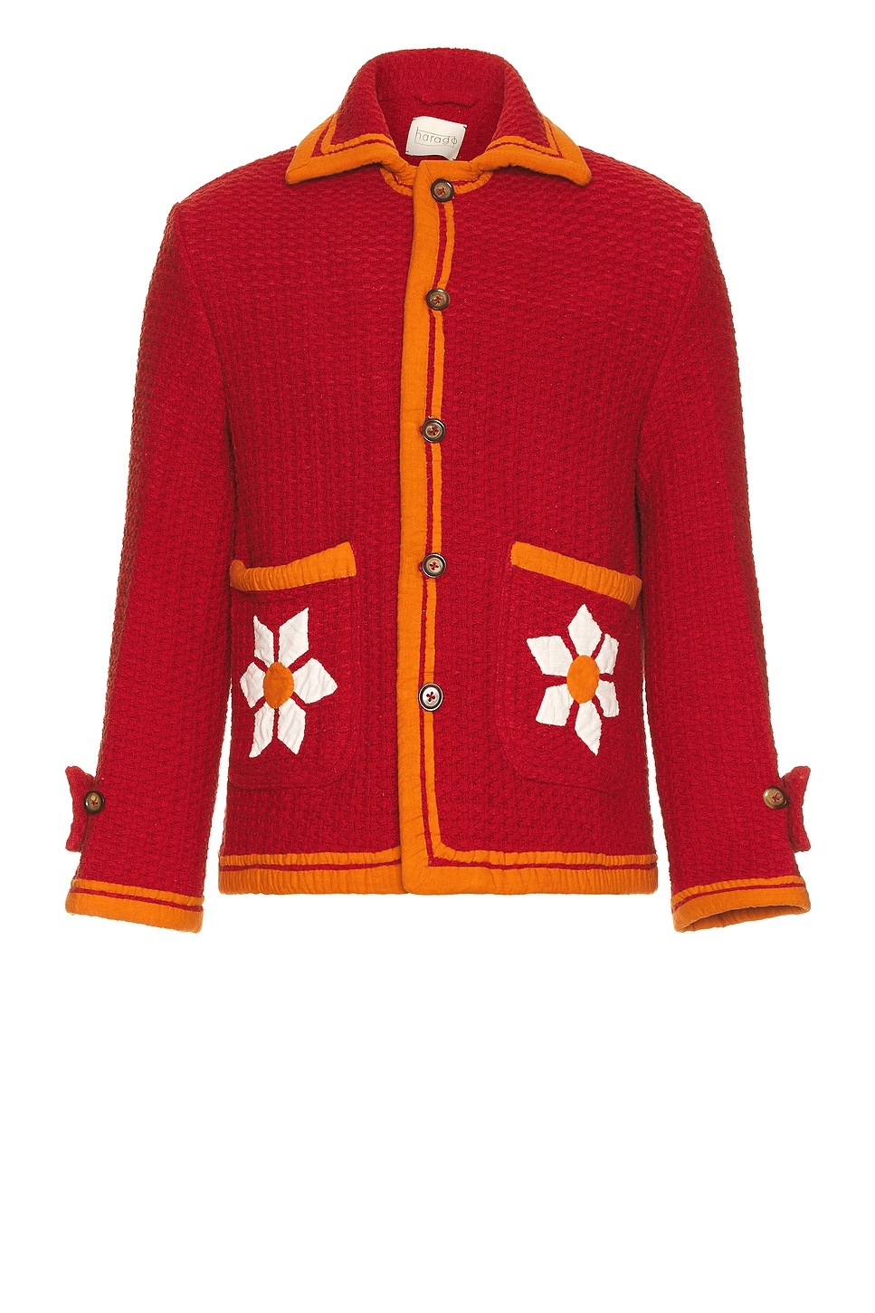 Image 1 of HARAGO Floral Applique Blouson in Red