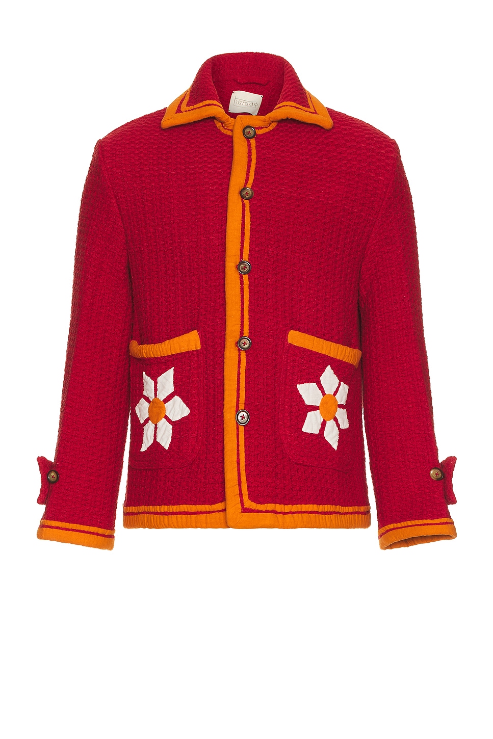 Image 1 of HARAGO Floral Applique Blouson in Red