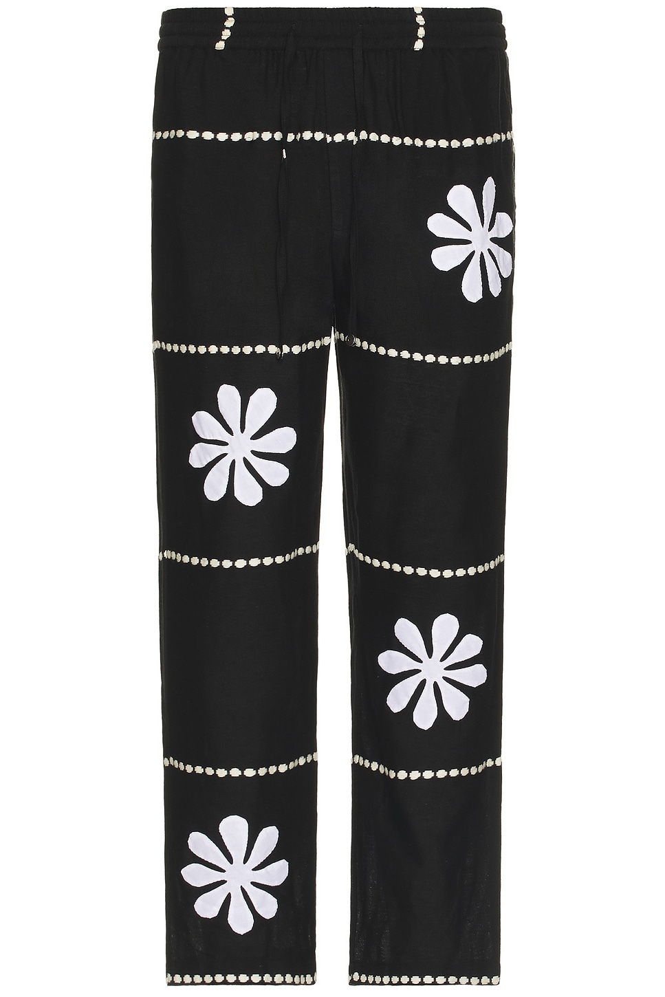 Image 1 of HARAGO Daisy Applique Pants in Black