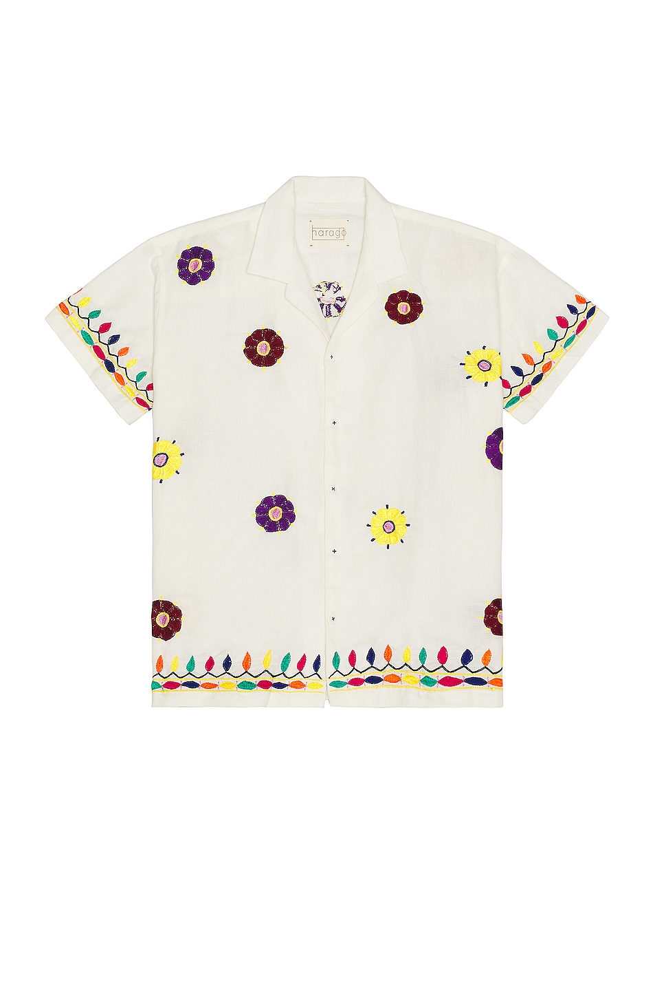 Image 1 of HARAGO Vintage Floral Embroidered Shirt in Off White