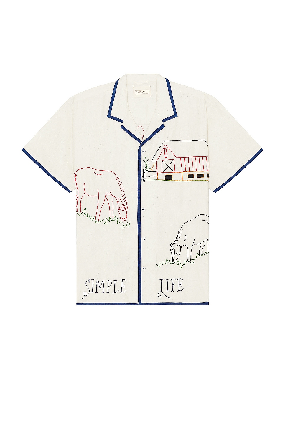 Image 1 of HARAGO Simple Life Short Sleeve Shirt in Off White