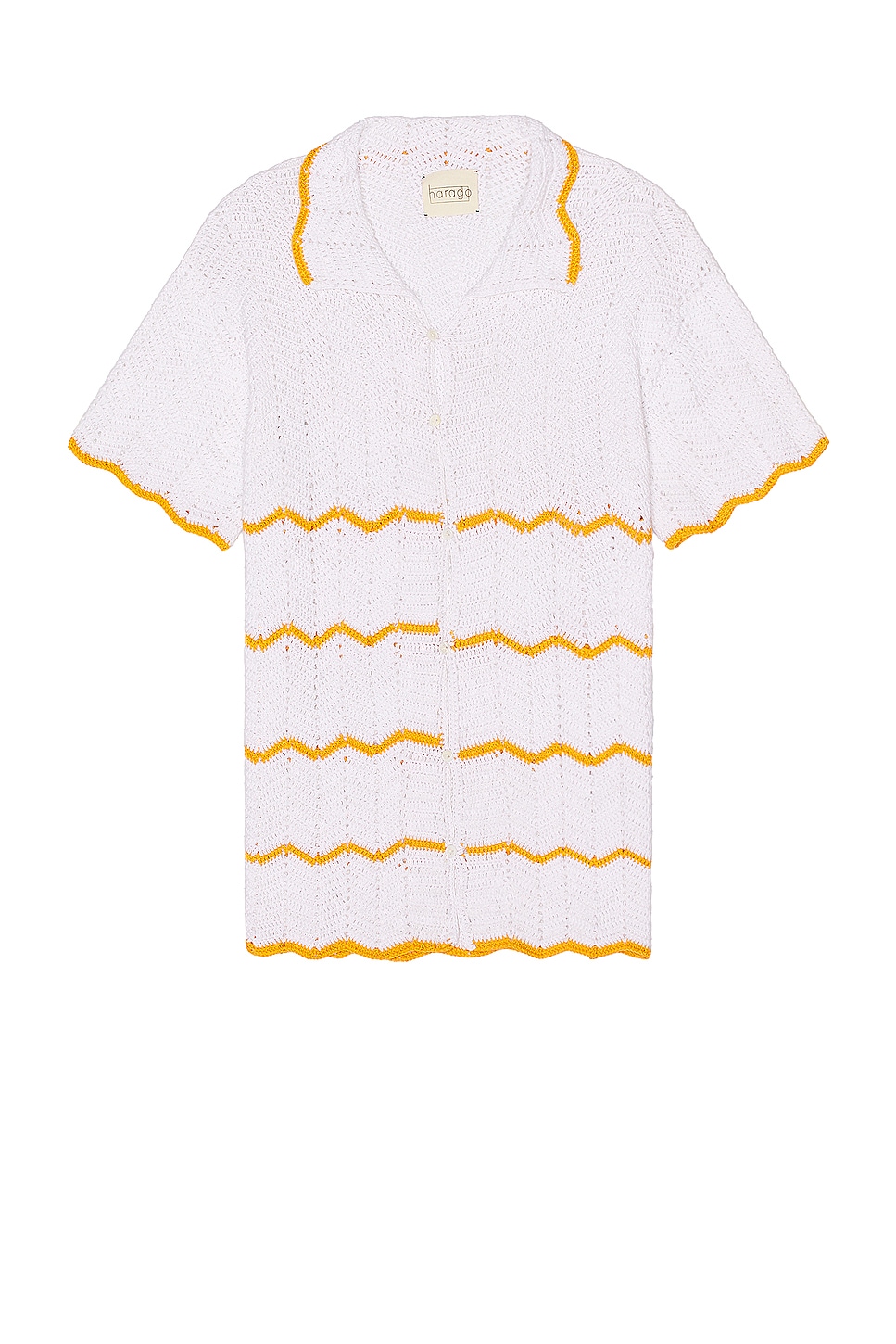 Image 1 of HARAGO Crochet Short Sleeve Shirt in White