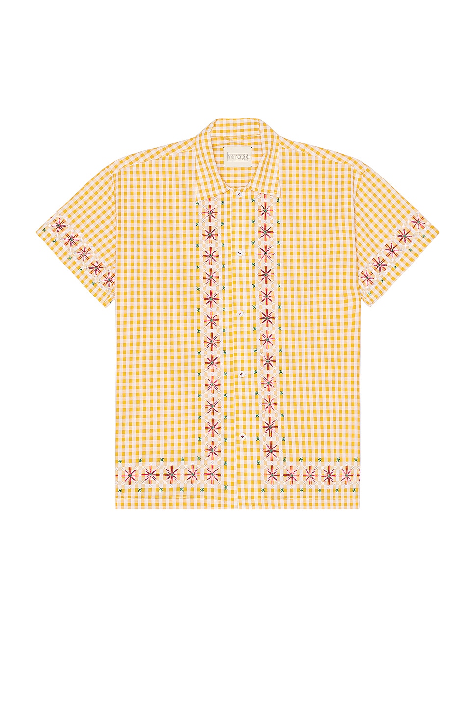 Image 1 of HARAGO Chicken-Scratch Short Sleeve Shirt in Yellow