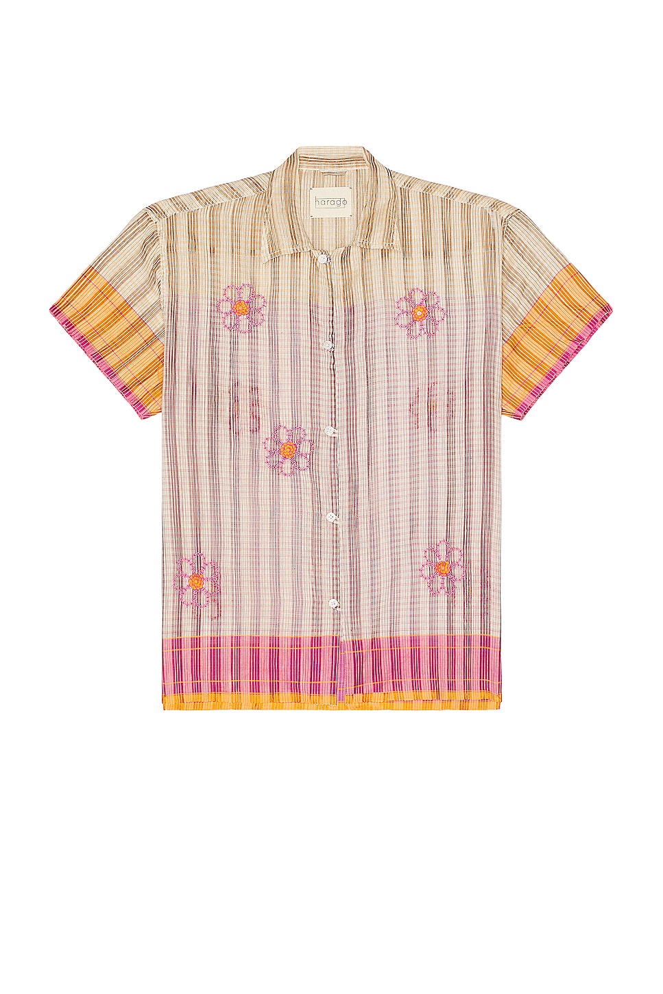 Image 1 of HARAGO Beaded Short Sleeve Shirt in Pink