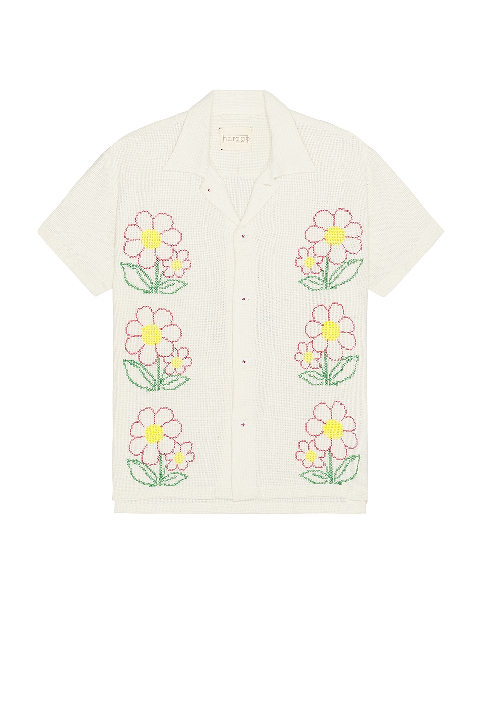 Image 1 of HARAGO Daisy Cross Stitched Shirt in Off white