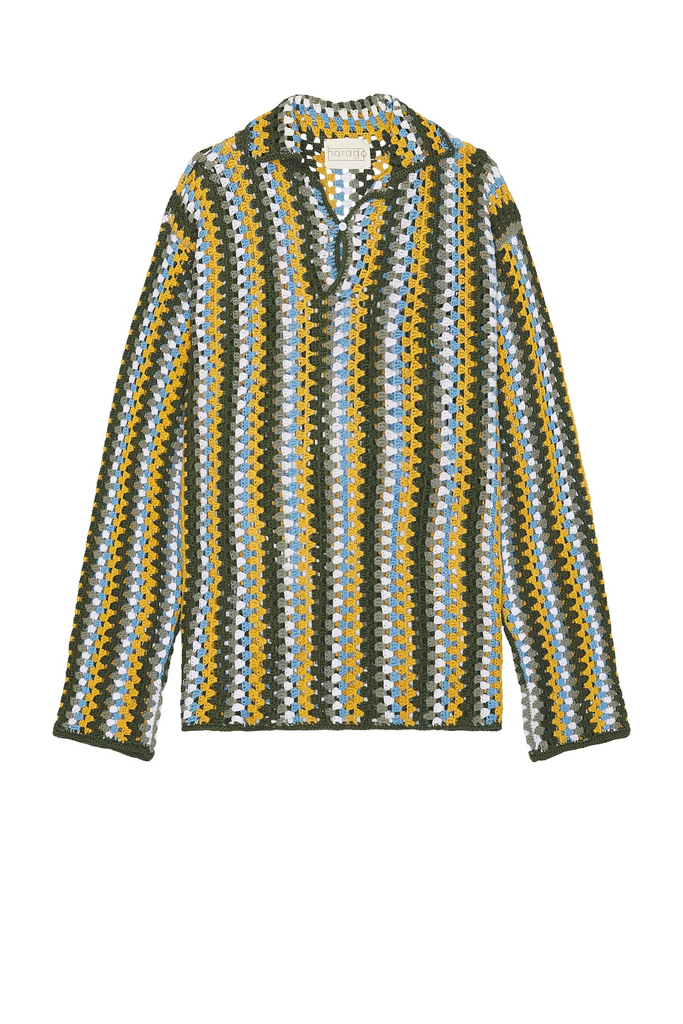Image 1 of HARAGO Crochet Polo Shirt in Multi