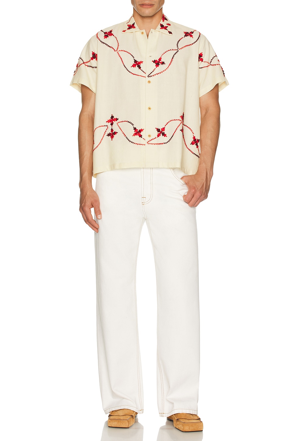 Image 1 of HARAGO Dainty Embroidered Shirt in Off White