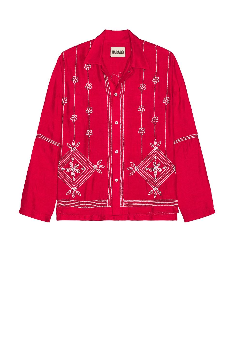 Image 1 of HARAGO White Beadwork Shirt in Pink