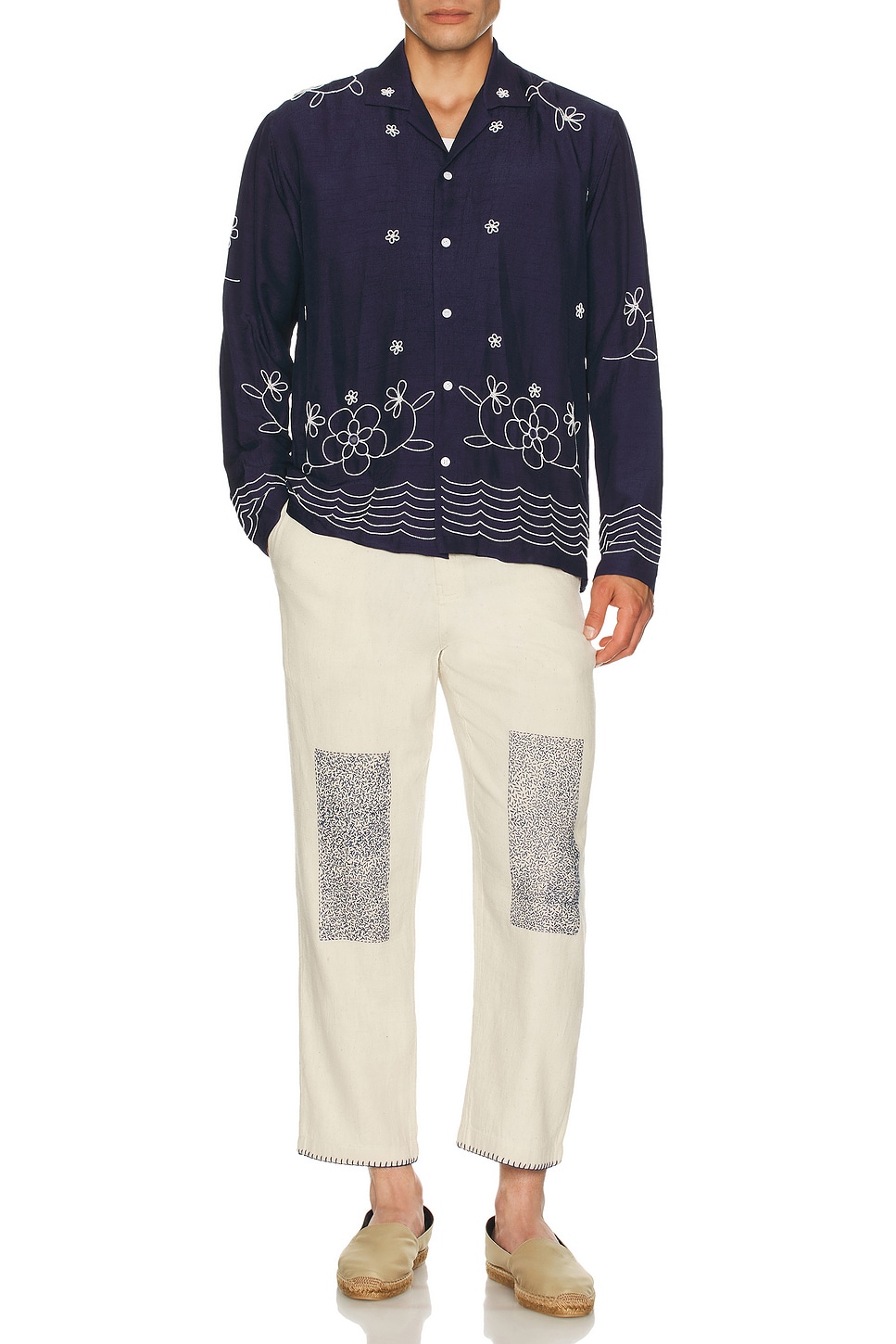 Image 1 of HARAGO Bead Embroidered Shirt in Indigo