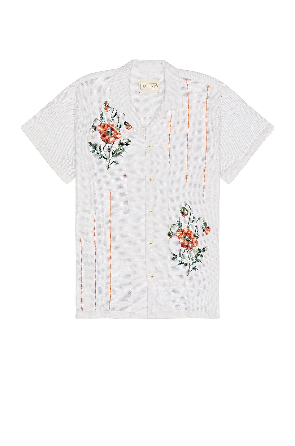 Image 1 of HARAGO Cross Stitch Embroidered Shirt in Off White