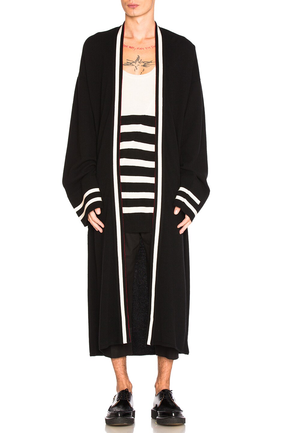 Image 1 of Haider Ackermann Striped Cardigan in Black & Red