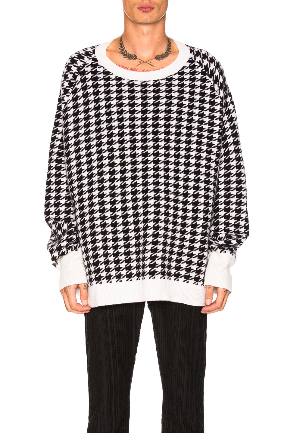 Image 1 of Haider Ackermann Houndstooth Oversized Sweater in Black & Ivory