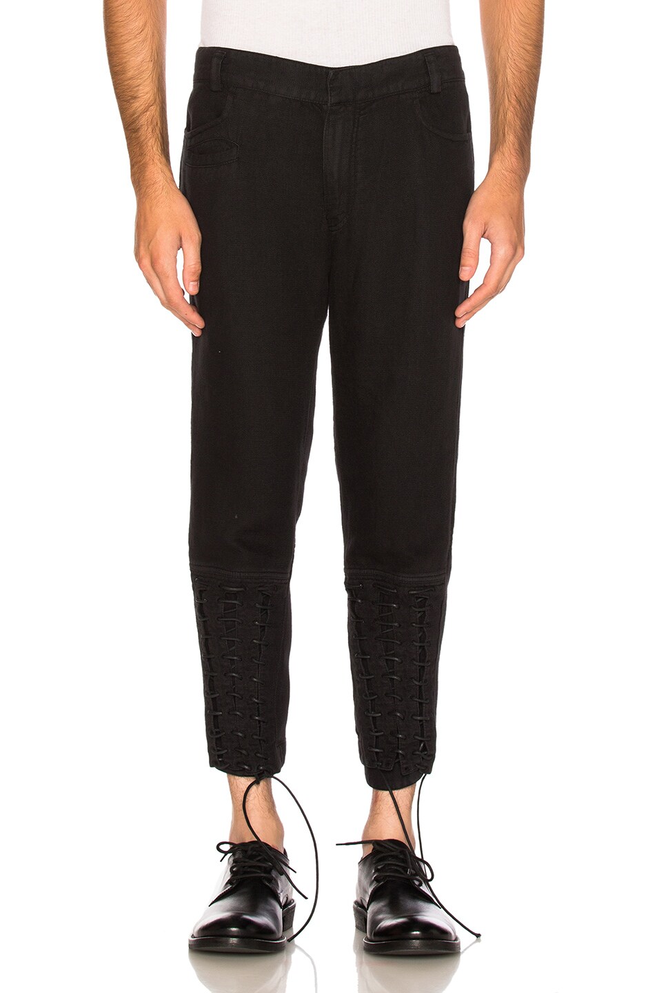 Image 1 of Haider Ackermann Lace Up Biker Trousers in Black
