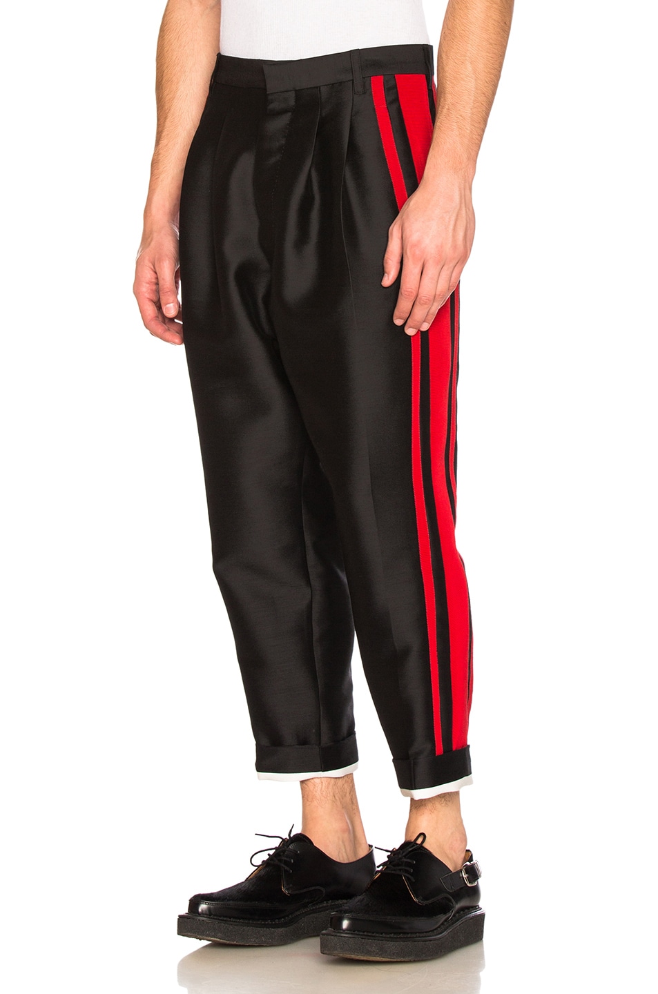 Image 1 of Haider Ackermann Dropped Crotch Trousers in Black & Red