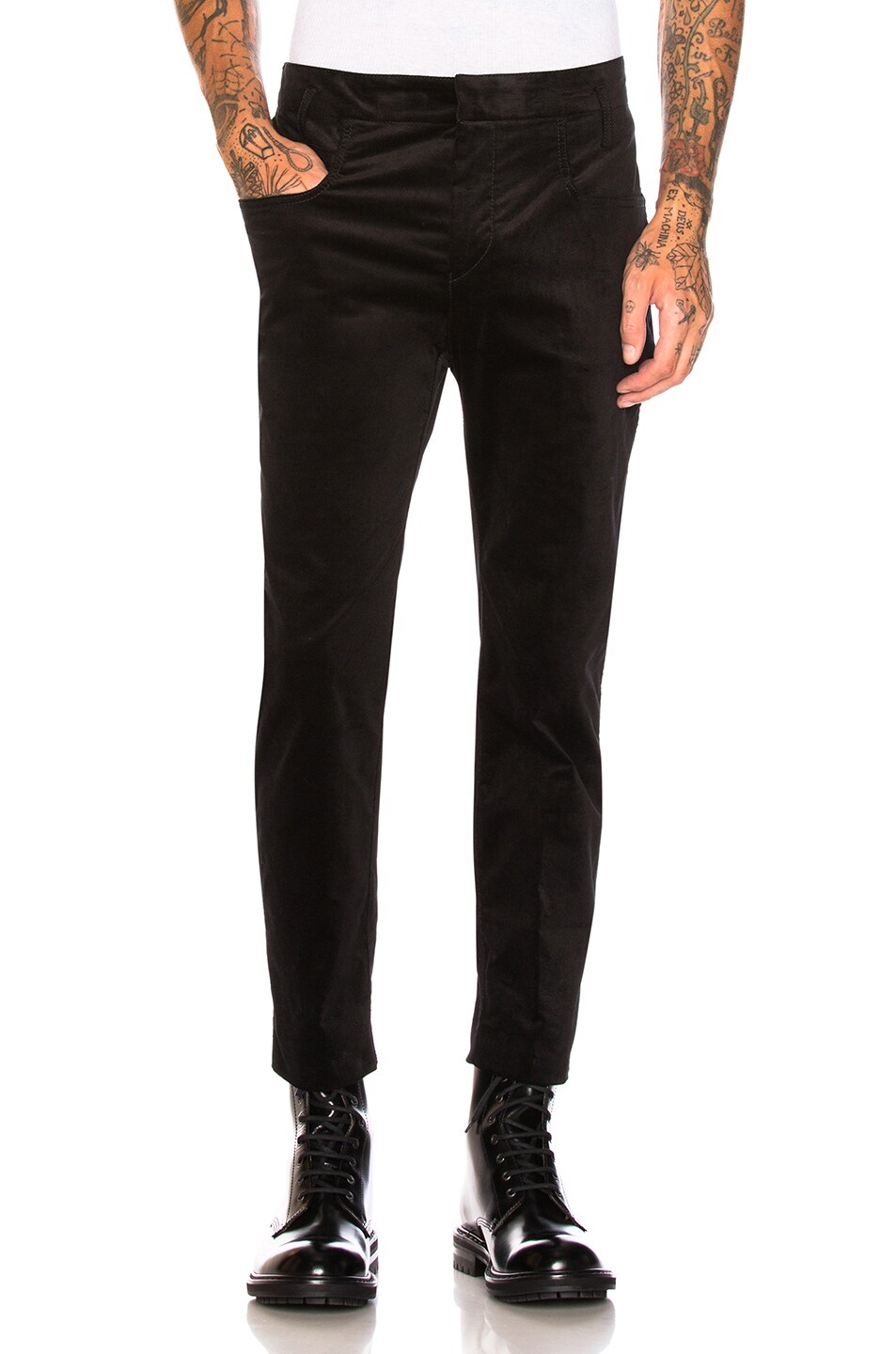 Image 1 of Haider Ackermann Skinny Velvet Trousers in Black